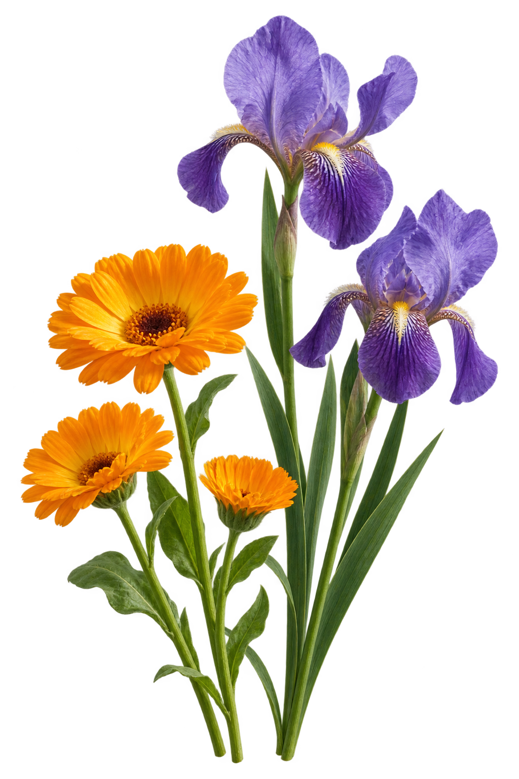 金盞花とアイリス